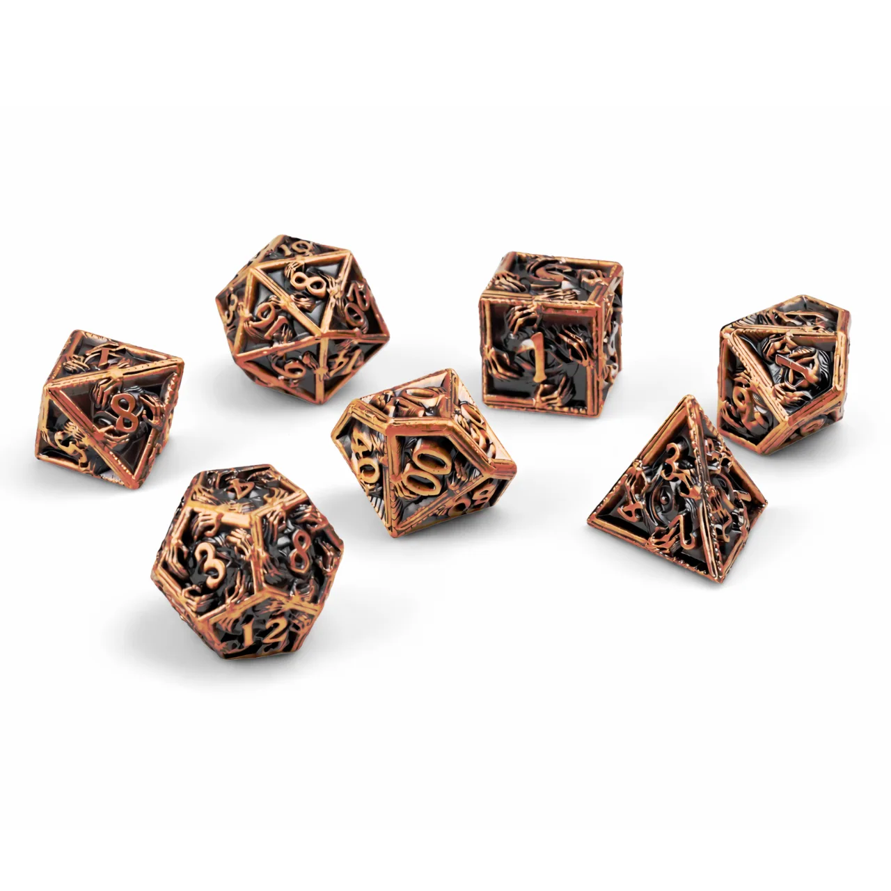 Copper Solid Set | 3 cm | Metal | Set Of 7 Dice | Necro Hands image 1