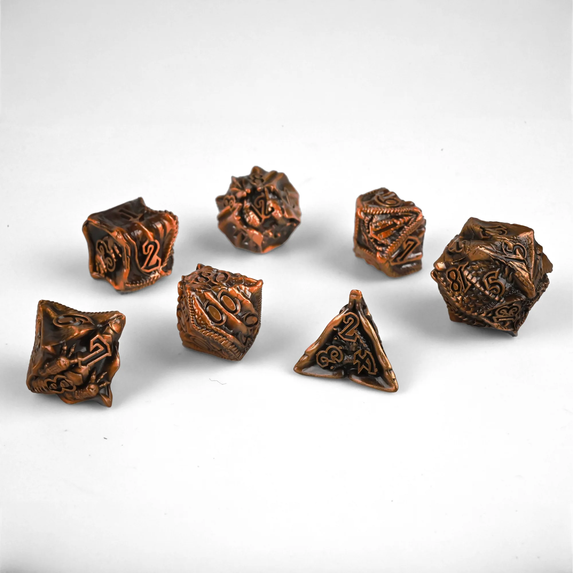 Antique Copper Set | 3 cm | Metal | Set Of 7 Dice | Necro Dragon image 1