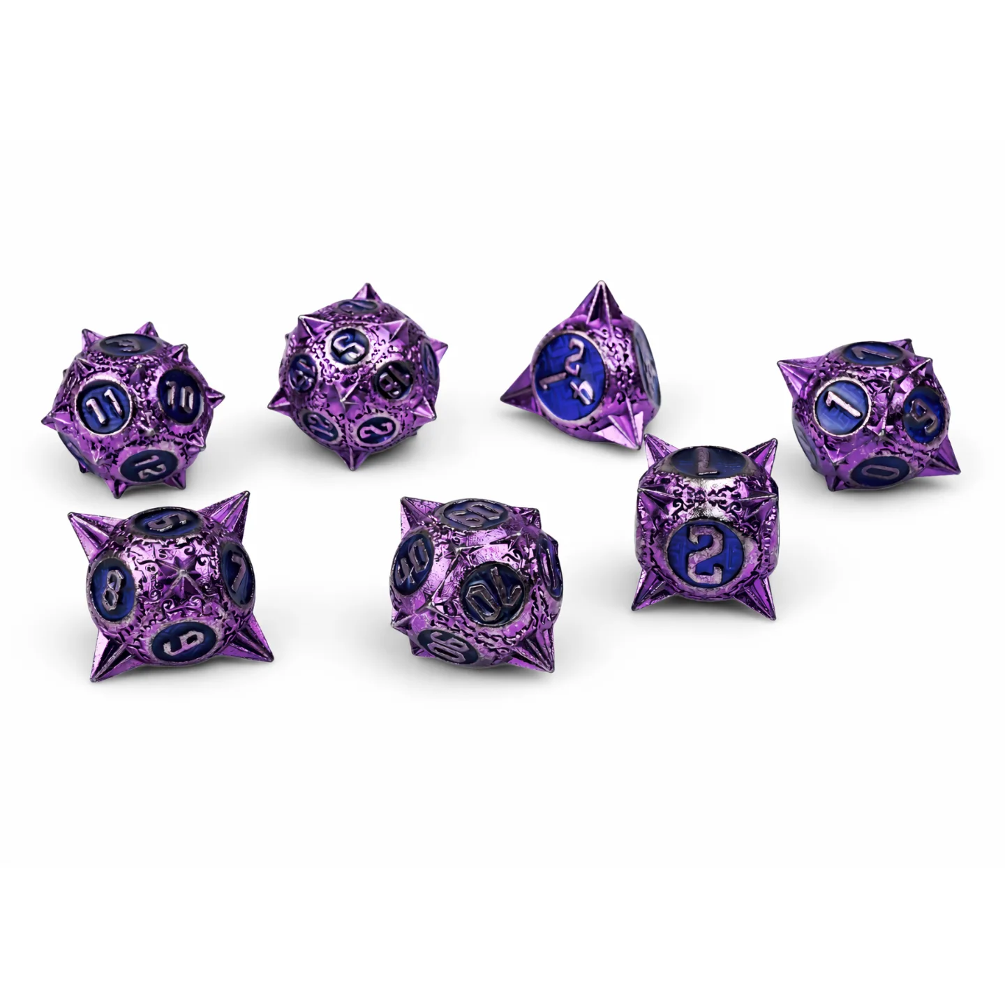 Iridescent Purple Solid Set | 3 cm | Metal | Set Of 7 Dice | Cyber Sea Mine image 1