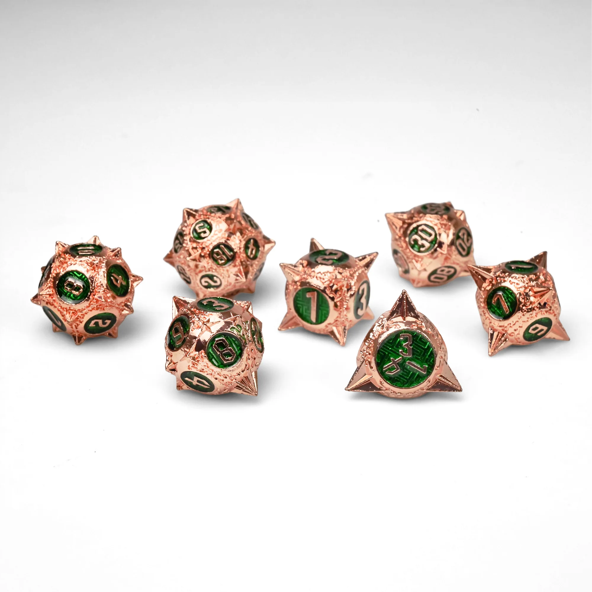 Glossy Copper Green Set | 3 cm | Metal | Set Of 7 Dice | Cyber Sea Mine image 1